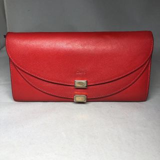 クロエ(Chloe)のクロエ　ダブルフラップ 長財布　レザー　赤　ジョージア(財布)