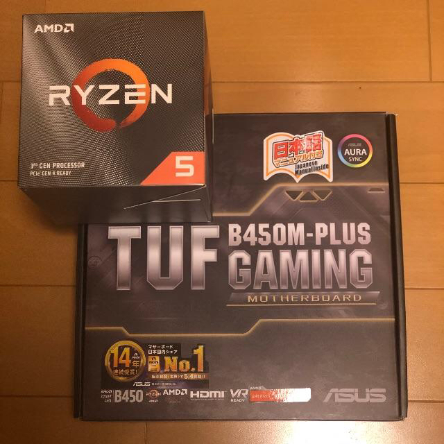 ASUS(エイスース)の新品・RYZEN 5 3600X + TUF B450M-PLUS GAMING スマホ/家電/カメラのPC/タブレット(PCパーツ)の商品写真