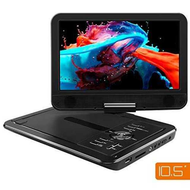 ブラック10.5インチAPEMAN ポータブルDVDプレイヤー 10.5インチ