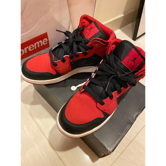 NIKE AIR JORDAN 1MED BG 24.5 ブラック　レッド