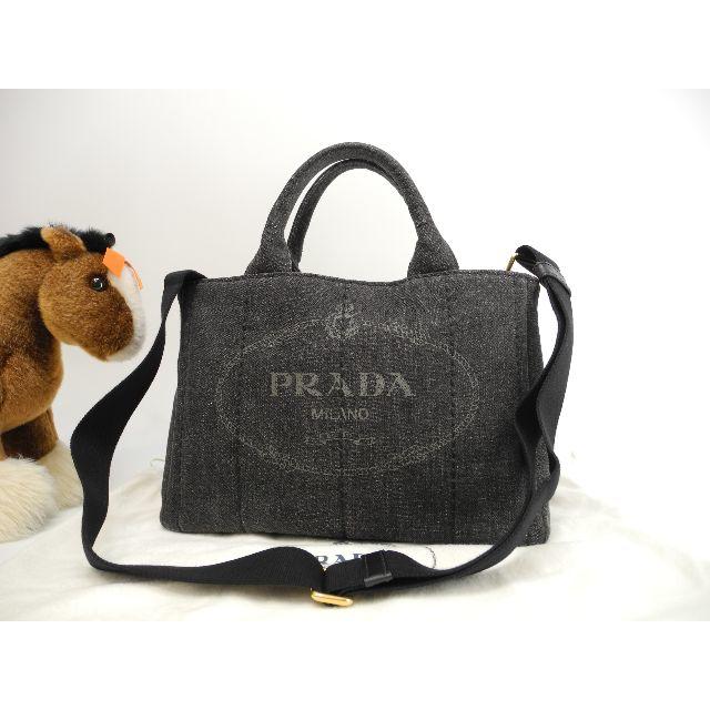 PRADA - プラダ カナパPM デニム グレー s付きハンドバッグ トートバッグ 美品@ 2の通販 by あいさい｜プラダならラクマ