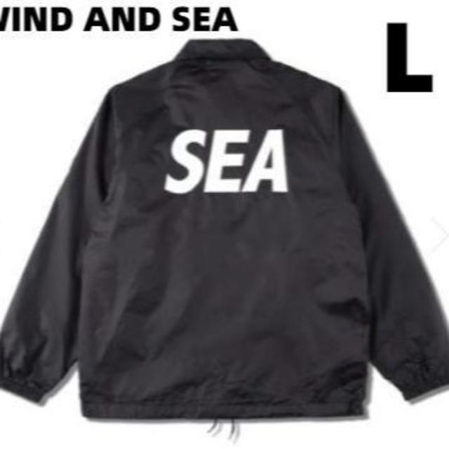 L 黒 wind and sea coach jacket コーチジャケットナイロンジャケット