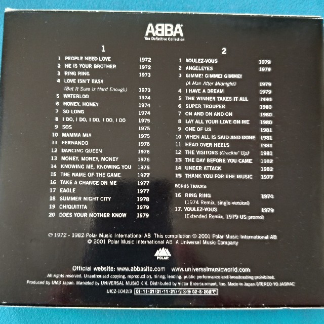 ABBA The Definitive Collection 2CD エンタメ/ホビーのCD(ポップス/ロック(洋楽))の商品写真