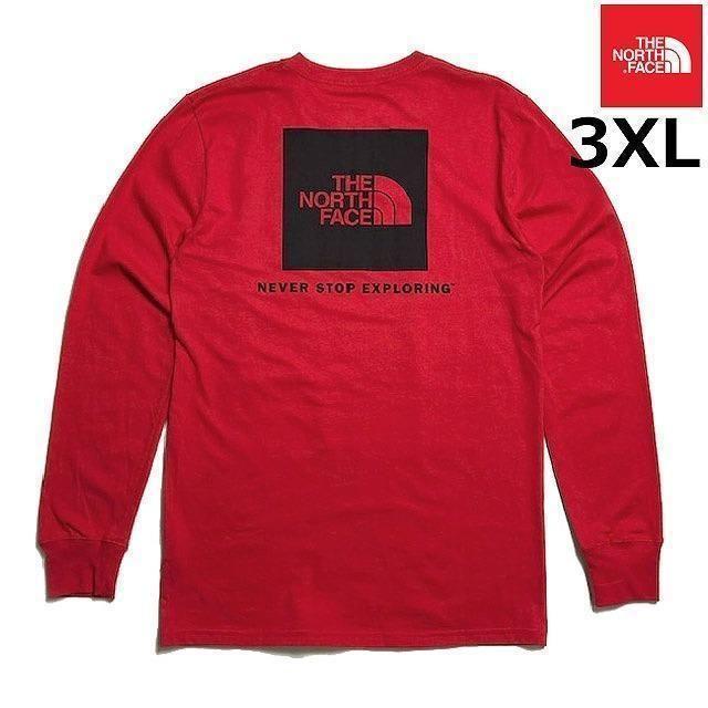 THE NORTH FACE(ザノースフェイス)の売切!ノースフェイス ボックスロゴ 長袖Tシャツ(3XL)赤 180902 メンズのトップス(Tシャツ/カットソー(七分/長袖))の商品写真