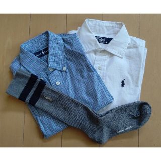 ポロラルフローレン(POLO RALPH LAUREN)のラルフローレン ハイソックス18㎝？+ シャツ チェック100 ホワイト110 (Tシャツ/カットソー)