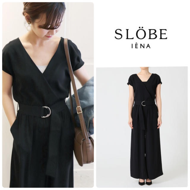 SLOBE IENA(スローブイエナ)の【美品】スローブイエナ　オールインワン　サロペット　黒　結婚式　入学式　卒業式 レディースのパンツ(オールインワン)の商品写真