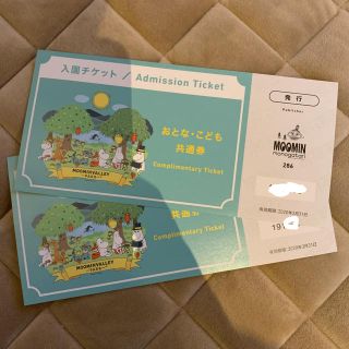 ムーミンバレーパーク　入園チケット　2枚(遊園地/テーマパーク)