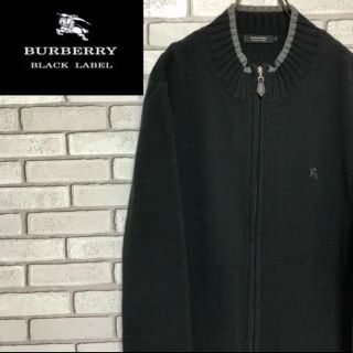 バーバリーブラックレーベル(BURBERRY BLACK LABEL)のバーバリー☆ブラックレーベル刺繍ロゴ入りニットフルジップ(ニット/セーター)