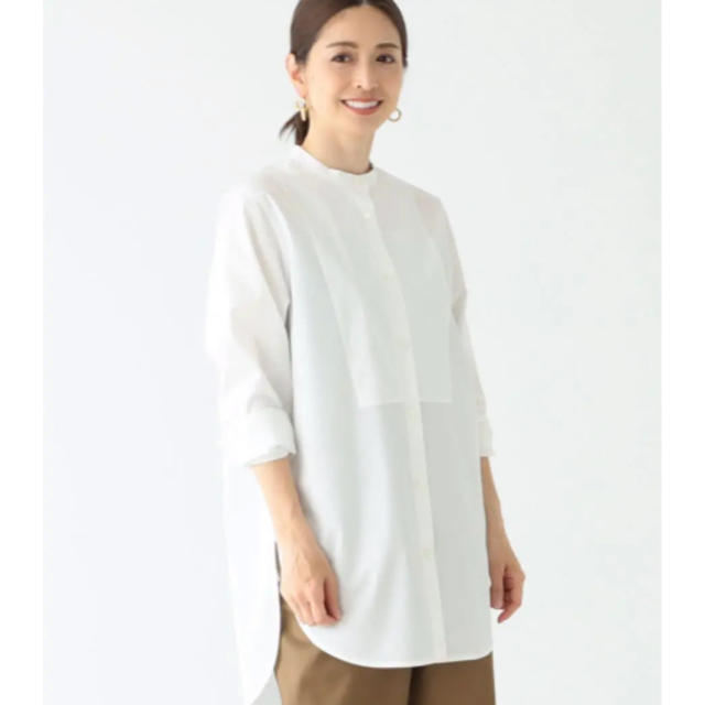 Demi-Luxe BEAMS ビブヨーク コットンシャツ ホワイト 大人女子
