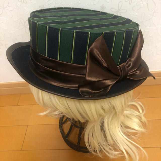 Grimoire(グリモワール)のCoco Ami カンカン帽　ストライプ　ブリティッシュ風 レディースの帽子(ハット)の商品写真