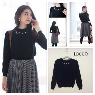 トッコ(tocco)のtocco♡パールビジュー付きニット(ニット/セーター)