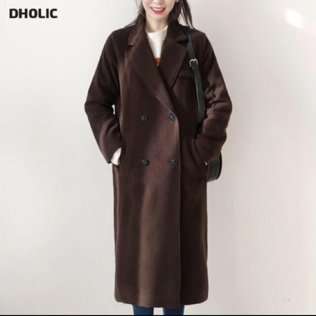 dholic(ディーホリック)のkumako様専用＊dholic ソリッドカラーダブルコート ブラウン レディースのジャケット/アウター(ロングコート)の商品写真