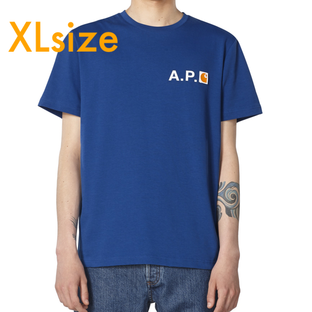 【未使用】A.P.C.×Carhart2020青Tシャツアーペーセーカーハート