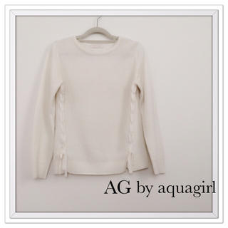 エージーバイアクアガール(AG by aquagirl)のホワイトニット♡裾紐編みこみデザイン(ニット/セーター)