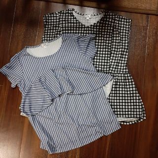 バースデー　夏用授乳カットソー２枚セット　授乳服半袖(マタニティトップス)