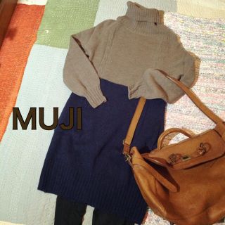 ムジルシリョウヒン(MUJI (無印良品))の無印良品 バイカラー ニットワンピース(ひざ丈ワンピース)