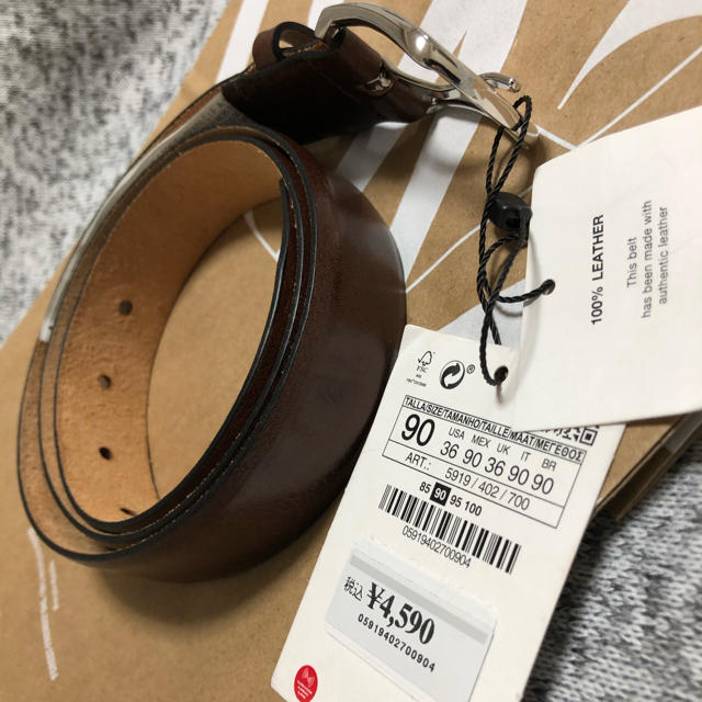 ZARA(ザラ)の新品/定価4590円/ザラ/ZARA/レザーベルト/ベーシック/ブラウン メンズのファッション小物(ベルト)の商品写真