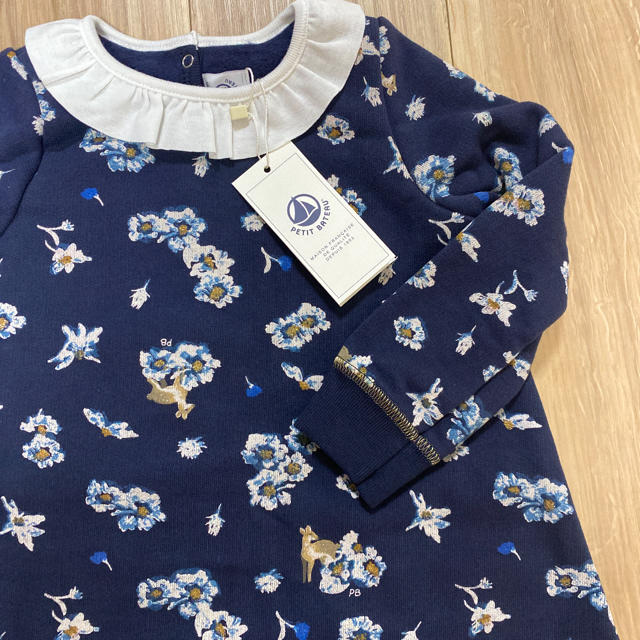 PETIT BATEAU(プチバトー)のぴっぴ様ご専用　プチバトー  2019AW スウェットプリントワンピース キッズ/ベビー/マタニティのキッズ服女の子用(90cm~)(ワンピース)の商品写真