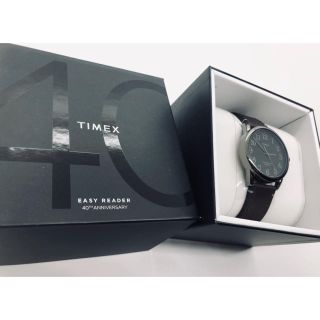 タイメックス(TIMEX)の TIMEX イージーリーダー 40th レザー 黒 男女兼用 限定モデル(腕時計(アナログ))