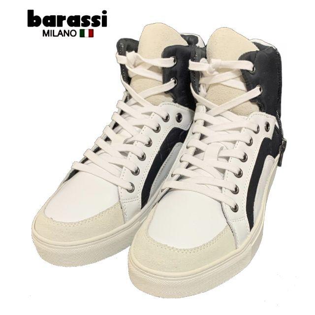 Barassi(バラシ)のbarassi バラシ　牛革　レザー　ハイカットスニーカー　白　25cm メンズの靴/シューズ(スニーカー)の商品写真