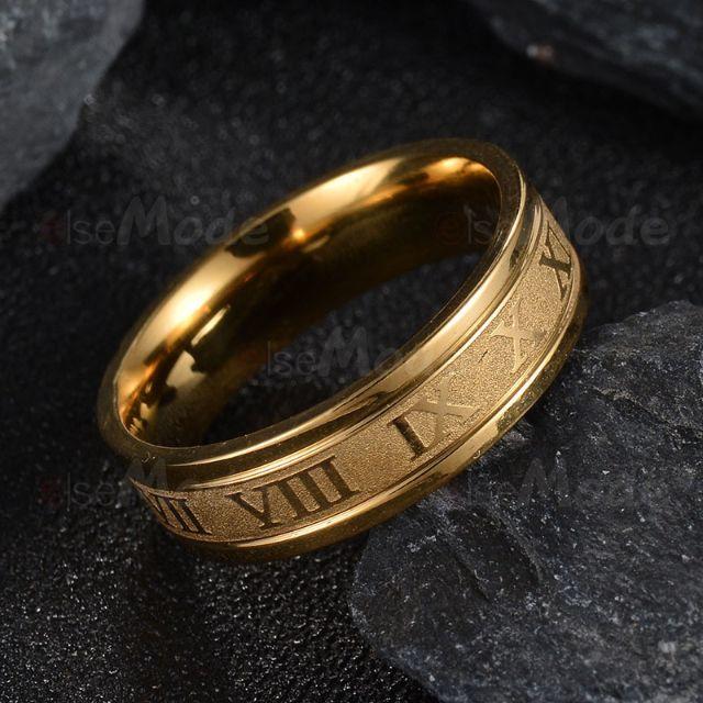 ローマ数字リング メンズリング 指輪メンズ ゴールド 18号 メンズのアクセサリー(リング(指輪))の商品写真