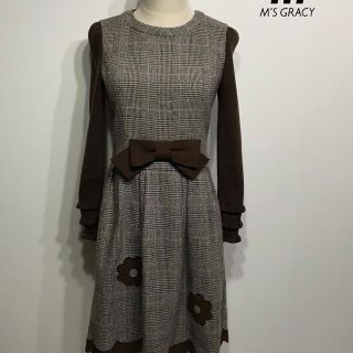 エムズグレイシー(M'S GRACY)のM'S GRACY エムズグレイシー　ワンピース　リボン　ニット　カットソー(ロングワンピース/マキシワンピース)