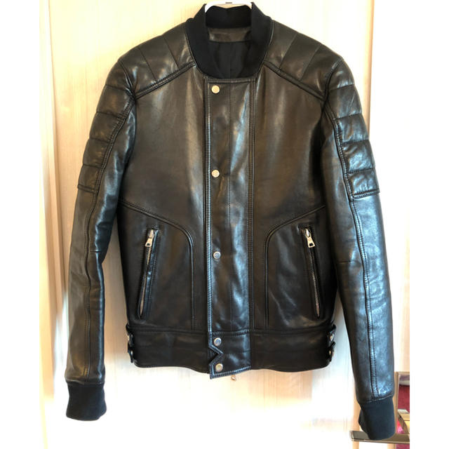 BALMAIN(バルマン)の【バルマン】ラムレザー ライダースジャケット ブラック size 48 ※美品※ メンズのジャケット/アウター(ライダースジャケット)の商品写真