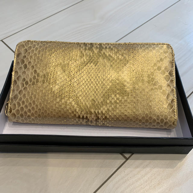 新品高級蛇革パイソンゴールドまわりファスナー長財布 メンズのファッション小物(長財布)の商品写真