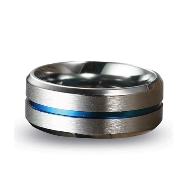 指輪 メンズ リング ステンレス ブルー センターライン シンプル 重厚 メンズのアクセサリー(リング(指輪))の商品写真