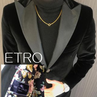 エトロ(ETRO)の【美品】エトロ ジャケット 48 タキシード ベロア シルク テーラード(テーラードジャケット)