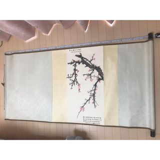 大型掛軸　肉筆保証　　梅の花(絵画/タペストリー)