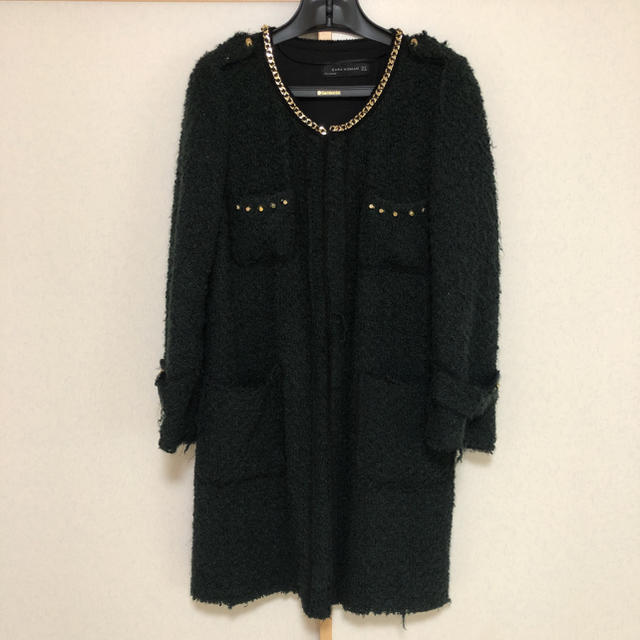 ZARA(ザラ)のZARA ツイードコート レディースのジャケット/アウター(ノーカラージャケット)の商品写真