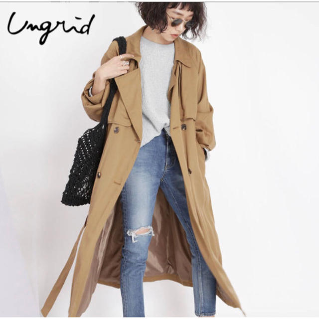 Ungrid(アングリッド)のアングリッド　ルーズボリュームスリーブ　トレンチコート　キャメル レディースのジャケット/アウター(トレンチコート)の商品写真