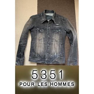 ゴーサンゴーイチプールオム(5351 POUR LES HOMMES)の5351 プールオム デニムジャケットダメージ加工 サイズ1(Gジャン/デニムジャケット)