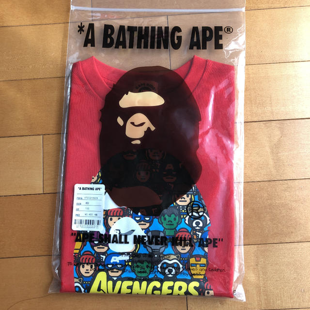 アベイシングエイプ　アベンジャーズコラボTシャツ　赤　レッド　キッズ　130cm