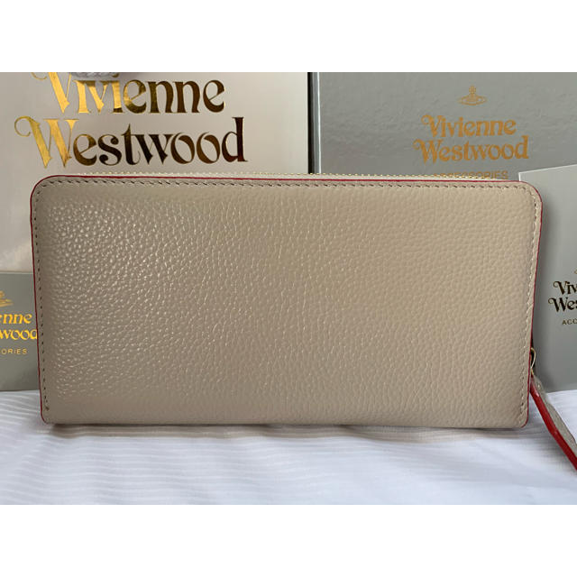 Vivienne Westwood(ヴィヴィアンウエストウッド)の【VIVIENNE WESTWOOD】長財布　ベージュ&レッド レディースのファッション小物(財布)の商品写真