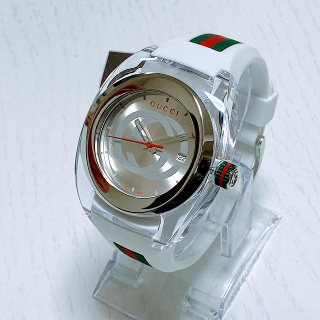 ーンについ Gucci 白 メンズ腕時計 の通販 by ◆お値下げコメントお待ちしております。
腕時計(アナログ)
｜グッチならラクマ - ◆即購入OK◆新品◆GUCCI SYNC XXL◆クォーツ ▪してます
