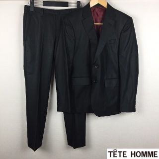 テットオム(TETE HOMME)の美品 テットオム セットアップスーツ ブラック光沢 サイズ4(セットアップ)