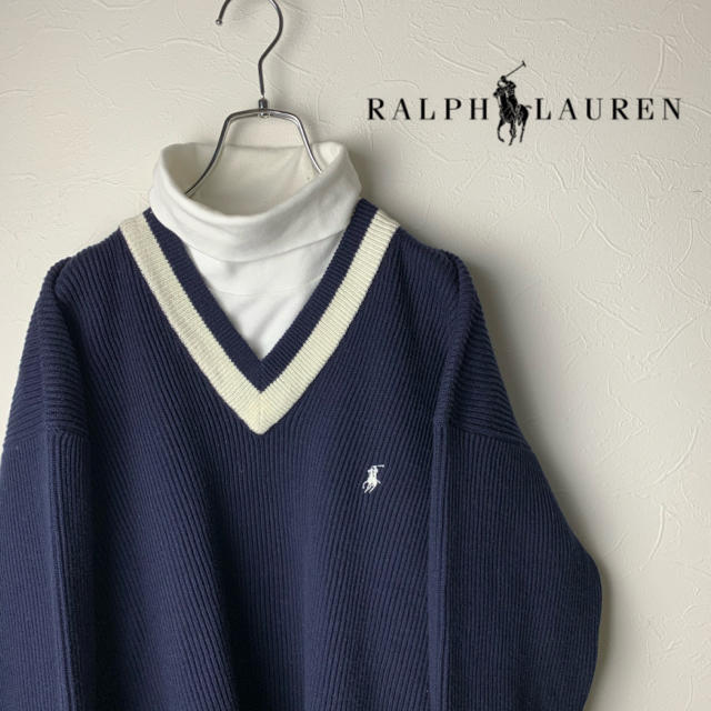 Ralph Lauren(ラルフローレン)の☆良デザイン☆90’s POLO ラルフローレン Ｖネック セーター ハイネック メンズのトップス(ニット/セーター)の商品写真