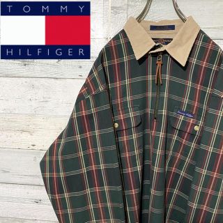 トミーヒルフィガー(TOMMY HILFIGER)の【激レア】トミーヒルフィガー☆ロゴタグ チェック柄 ハーフジップ 長袖シャツ(シャツ)