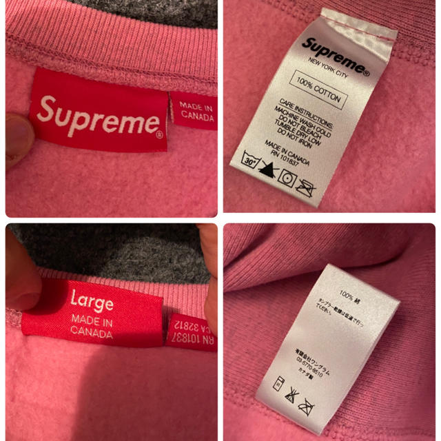 Supreme - 激レア/美品 supreme box logo crewneck pink Lの通販 Supreme - 激レア/美品 supreme box logo crewneck pink Lの通販