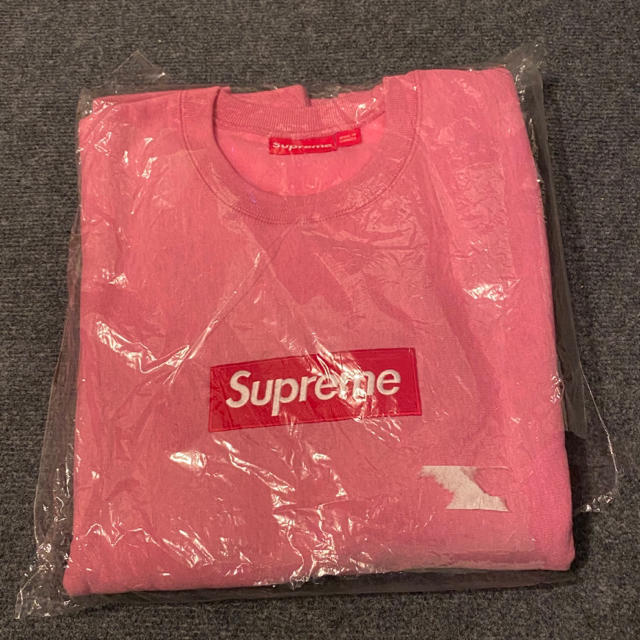 Supreme - 激レア/美品 supreme box logo crewneck pink Lの通販 Supreme - 激レア/美品 supreme box logo crewneck pink Lの通販