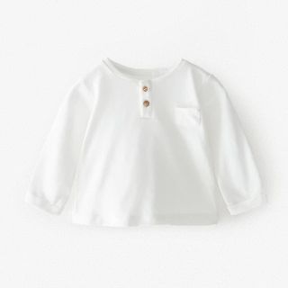 ザラキッズ(ZARA KIDS)の【新品/70cm】無地ヘンリーネックTシャツ(Ｔシャツ)