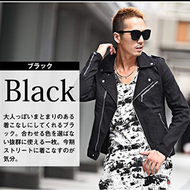 デニムライダースジャケット　ブラック メンズのジャケット/アウター(ライダースジャケット)の商品写真