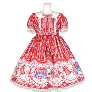 アンジェリックプリティー(Angelic Pretty)のbe my valentine❤️ワンピース&カチューシャset(ひざ丈ワンピース)