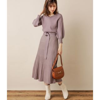 ナチュラルクチュール(natural couture)のnatural couture 配色ニットプリーツワンピース(ロングワンピース/マキシワンピース)