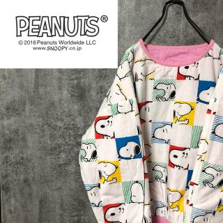 ピーナッツ(PEANUTS)の【ゆうかりん様専用☆】ピーナッツ☆スヌーピー総柄ロゴリバーシブルプルオーバー(スウェット)