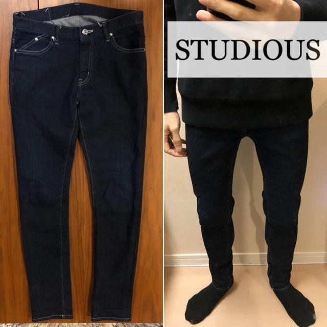 STUDIOUS(ステュディオス)のSTOUDIOUSスキニーデニムダメージジーンズメンズ送料込 メンズのパンツ(デニム/ジーンズ)の商品写真