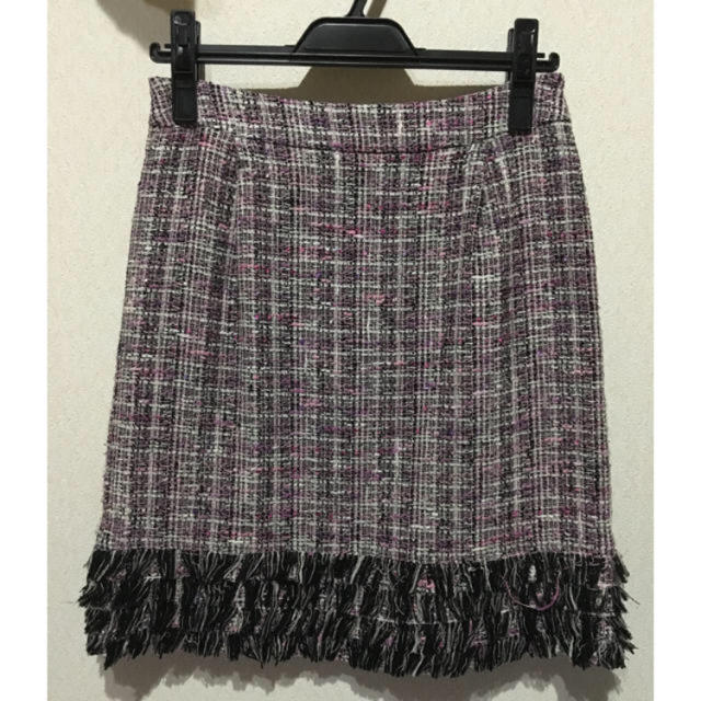 【美品】コキュリコット♡フリンジ使いツイードスカート レディースのスカート(ひざ丈スカート)の商品写真