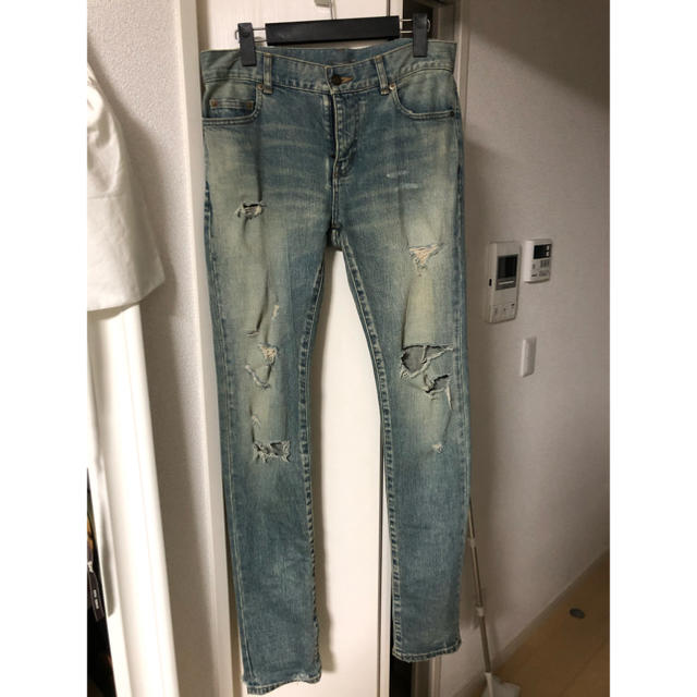 メンズsaint laurent デストロイ デニム 28 国内正規品 ジーンズ